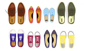 Różne buty, od eleganckich po sportowe. Czy rozmiar 8 to ten zielony?