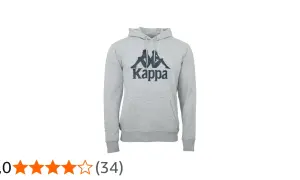 Szara bluza z kapturem marki Kappa, z charakterystycznym logo. To popularna marka odzieżowa, znana z komfortu i stylu.