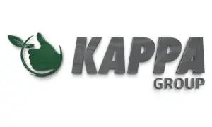 Zielony kciuk w górę z listkiem i napis KAPPA GROUP. Czy to dobra firma? Wygląda obiecująco!