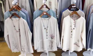 Delikatne bluzki z haftami i naszyjnikami, idealne do koreański styl ubierania.