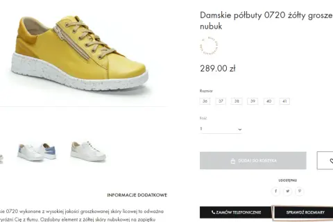 Żółte półbuty damskie 0720 z nubuku. Rozmiar 38 to 24 cm.
