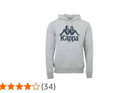 Szara bluza z kapturem marki Kappa, z charakterystycznym logo. To popularna marka odzieżowa, znana z komfortu i stylu.