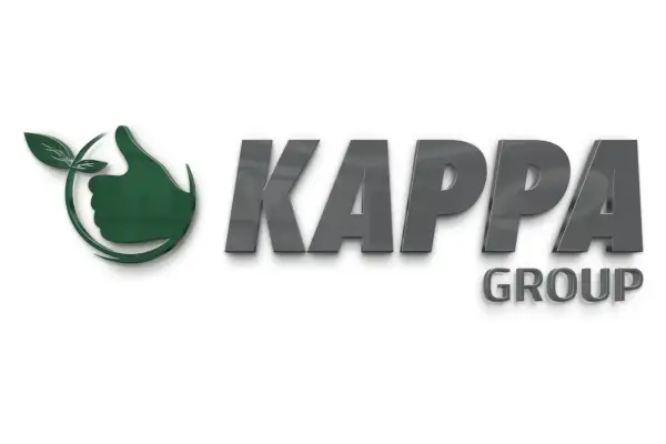 Zielony kciuk w górę z listkiem i napis KAPPA GROUP. Czy to dobra firma? Wygląda obiecująco!